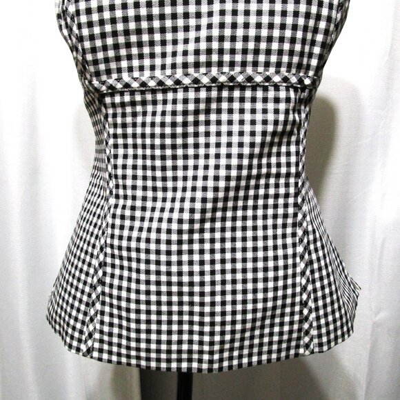 White House Black Market Black and White Gingham Strapless Bustier Corset Top - Picture 2 of 11